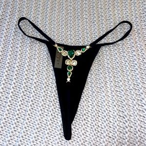 Jewelry detailed Brazilian bikini bottom
